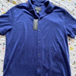 Christian Lacroix Short-Sleeved Buttoned Shirt | Navy Blue | Size: L